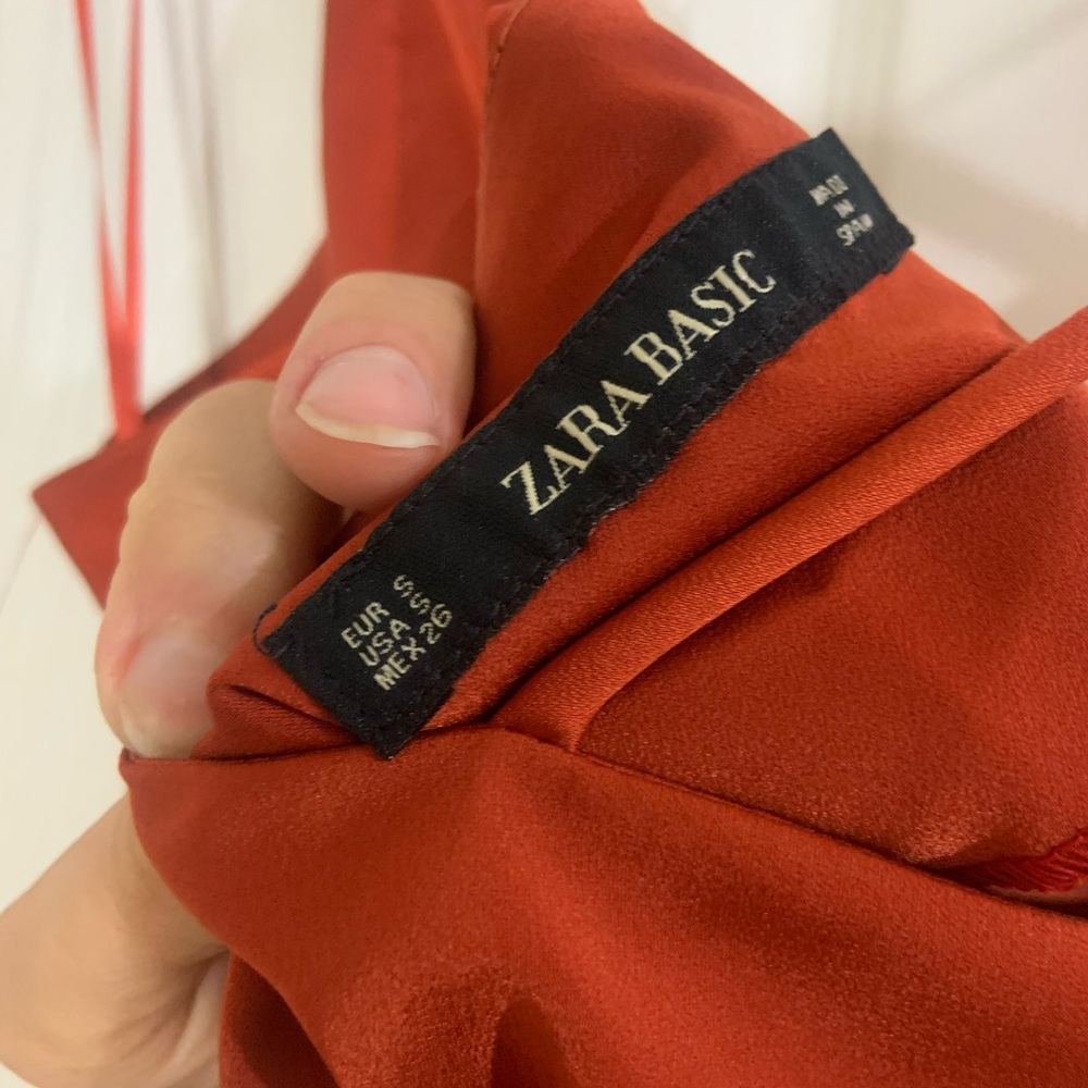 Zara Basic Rust Rushed dress - Picture 4 of 4